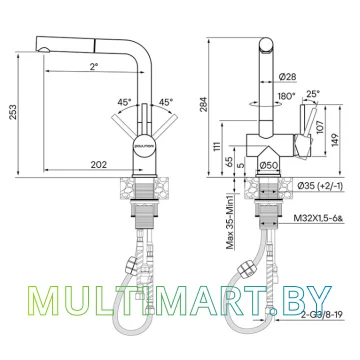 Смеситель Paulmark Dosse Do214418-418 (черный металлик) картинка 3